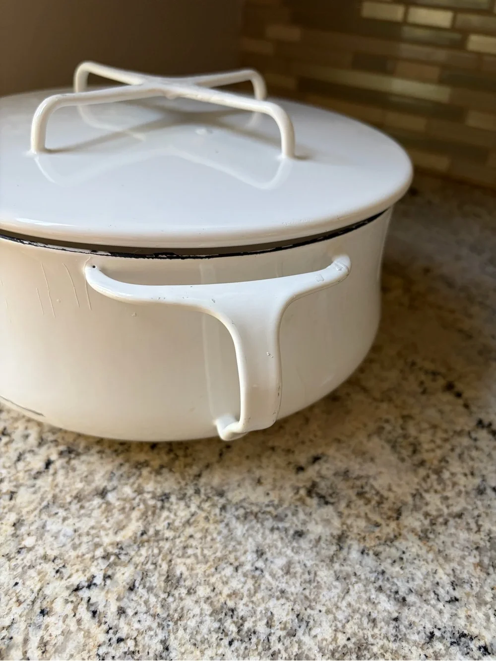 Vintage Dansk Kobenstyle white Enamel Dutch Oven
